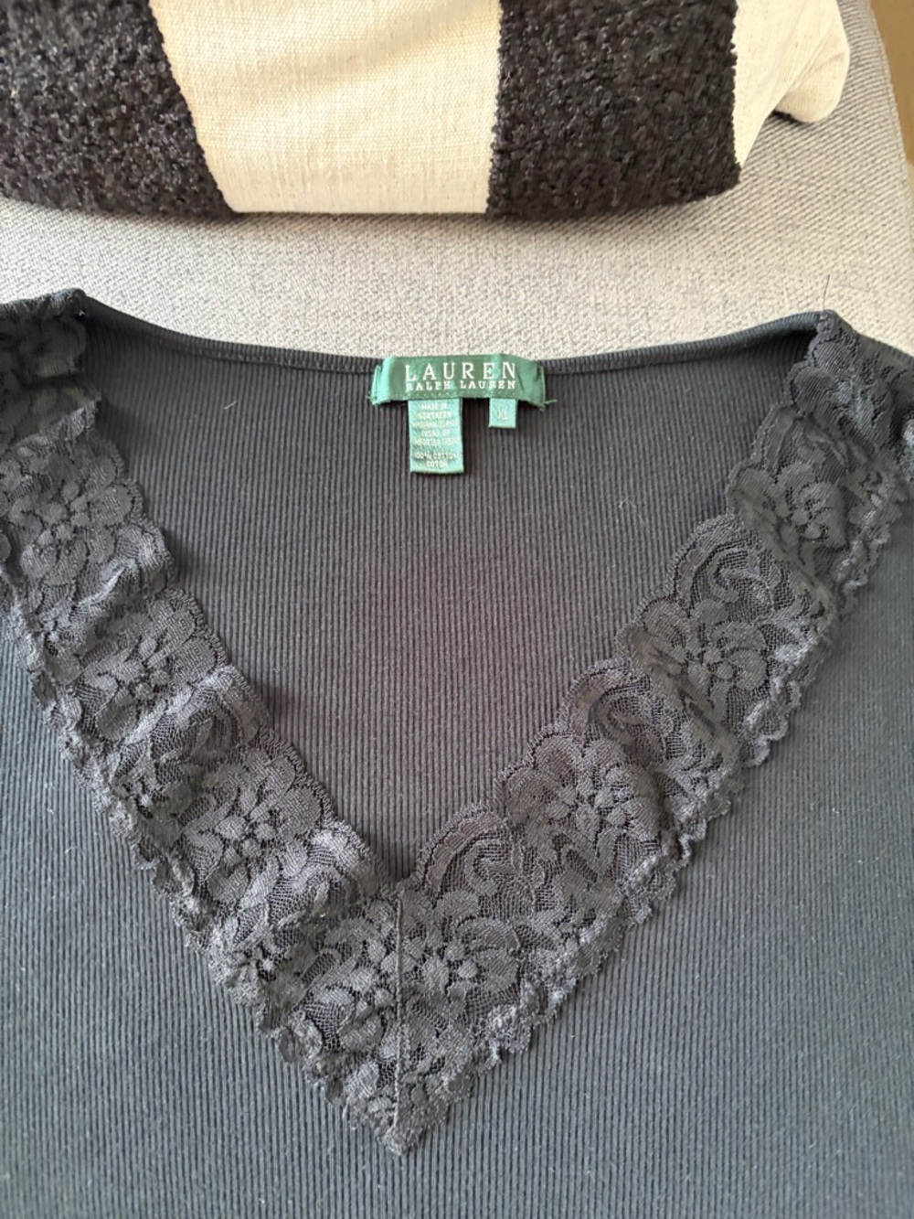 Lauren Ralph Lauren Black Lace Trim V-Neck Women's Tank Top - Brand Unspecified - Picture 5 of 6